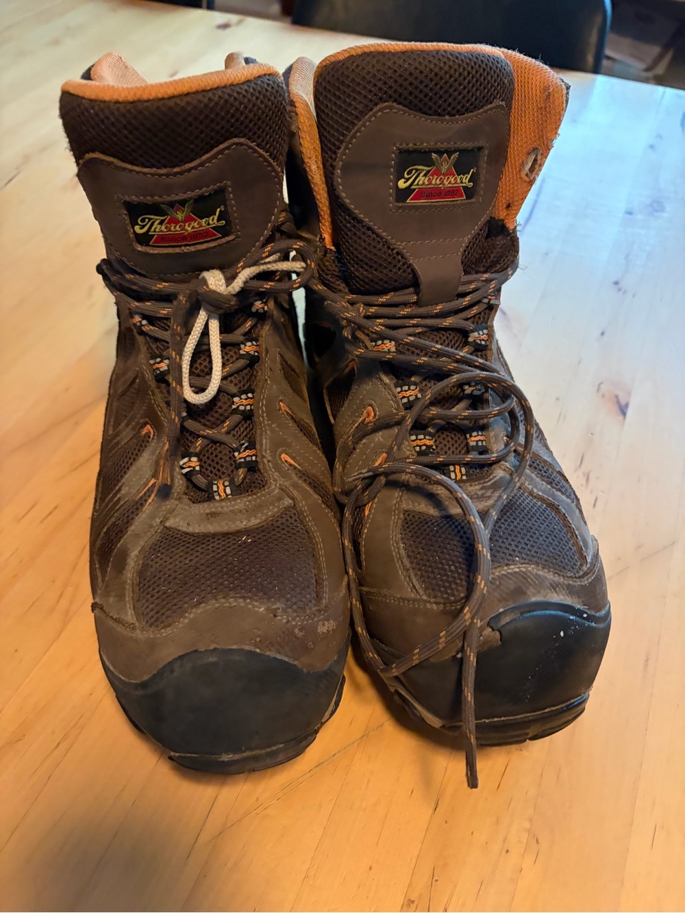 Thorogood Men's Brown and Orange Work Boots - Rugged Support